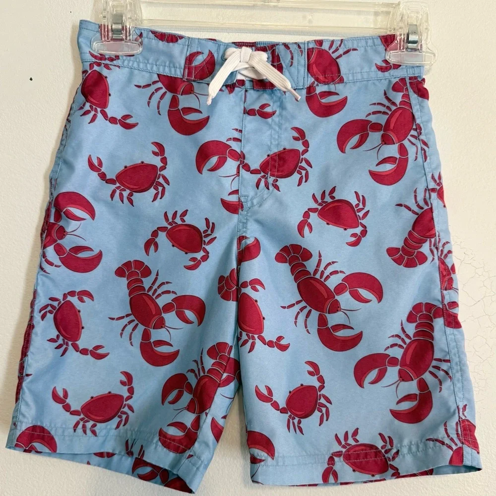 Janie and Jack Swim Trunks Board Shorts Boy Blue Lobster & Crab Preppy Coastal 5